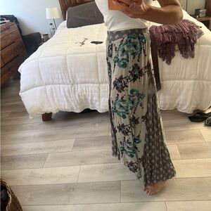 Free People Green and Blue Wrap Maxi Skirt